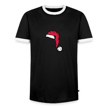 Nicolas chapeau de Santa - T-shirt contrasté Homme - noir/blanc - Devant - AI Model Female 172 light (172cm) & AI Model Male 178 light (178cm)