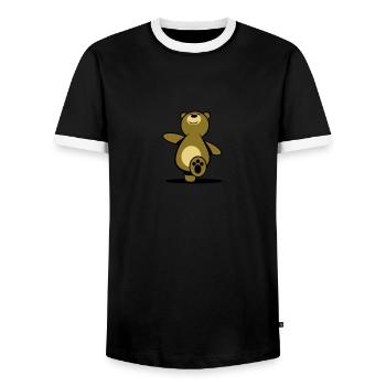 Teddybär wandern gehen - Männer Kontrast-T-Shirt - Schwarz/Weiß - Vorne - AI Model Female 172 light (172cm) & AI Model Male 178 light (178cm)