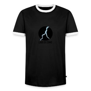LAGO DI COMO - Lake Como - Men's Ringer Shirt - black/white - Front - AI Model Female 172 light (172cm) & AI Model Male 178 light (178cm)