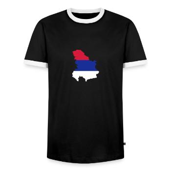 Serbien - Männer Kontrast-T-Shirt - Schwarz/Weiß - Vorne - AI Model Female 172 light (172cm) & AI Model Male 178 light (178cm)