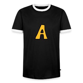 Lettre d'un dessin animé comique - T-shirt contrasté Homme - noir/blanc - Devant - AI Model Female 172 light (172cm) & AI Model Male 178 light (178cm)