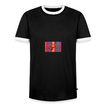 FAHRRAD. RADFAHREN. GEHEN SIE AUF GRÜN. ÖKOLOGIE. UMWELT. - Männer Kontrast-T-Shirt - Schwarz/Weiß - Vorne - AI Model Female 172 light (172cm) & AI Model Male 178 light (178cm)