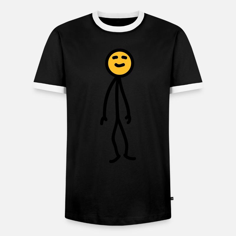 happy_man - Men's Ringer Shirt - black/white