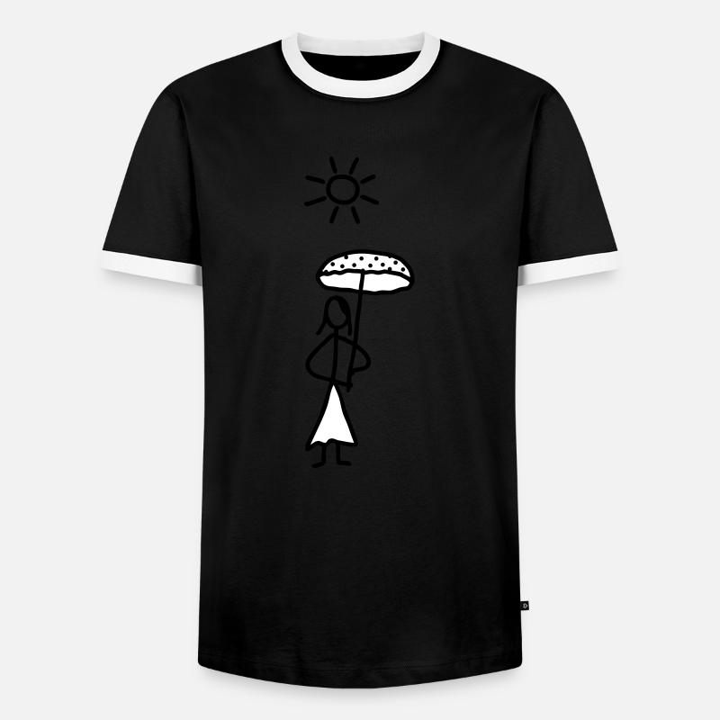 Lady mit Sonnenschirm - V2 - Männer Kontrast-T-Shirt - Schwarz/Weiß