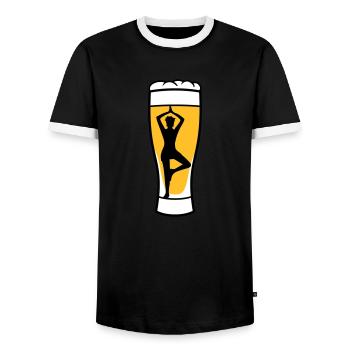 bier glas alkohol party saufen trinken durst feier - Männer Kontrast-T-Shirt - Schwarz/Weiß - Vorne - AI Model Female 172 light (172cm) & AI Model Male 178 light (178cm)