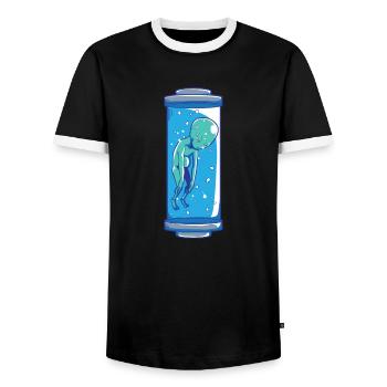 Alien | UFO | Extraterrestrial | UAP - Men's Ringer Shirt - black/white - Front - AI Model Female 172 light (172cm) & AI Model Male 178 light (178cm)