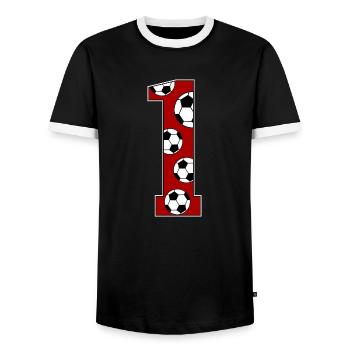 1er anniversaire Football Rouge - T-shirt contrasté Homme - noir/blanc - Devant - AI Model Female 172 light (172cm) & AI Model Male 178 light (178cm)