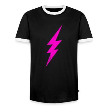 PURPLE ELECTRIC STORM - Männer Kontrast-T-Shirt - Schwarz/Weiß - Vorne - AI Model Female 172 light (172cm) & AI Model Male 178 light (178cm)