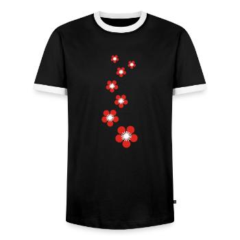 kirschblüten - Männer Kontrast-T-Shirt - Schwarz/Weiß - Vorne - AI Model Female 172 light (172cm) & AI Model Male 178 light (178cm)