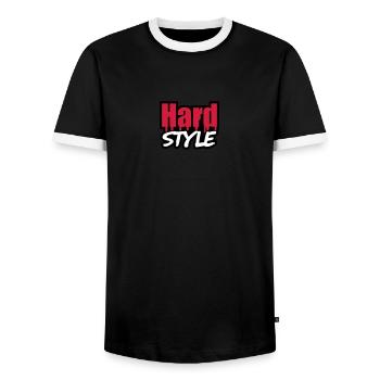 Hard Style - Men's Ringer Shirt - black/white - Front - AI Model Female 172 light (172cm) & AI Model Male 178 light (178cm)