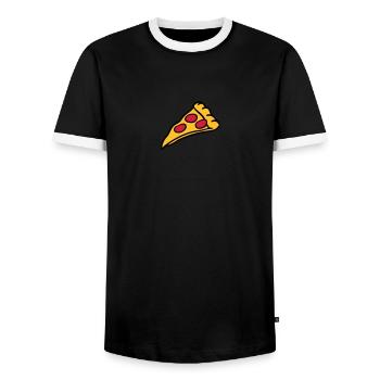 pizza salami käse design - Männer Kontrast-T-Shirt - Schwarz/Weiß - Vorne - AI Model Female 172 light (172cm) & AI Model Male 178 light (178cm)