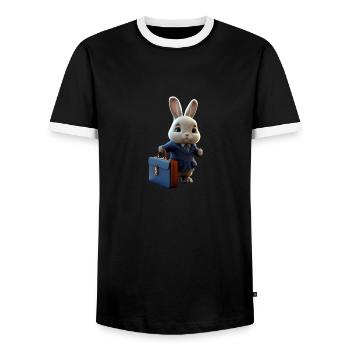 Business Rabbit - Männer Kontrast-T-Shirt - Schwarz/Weiß - Vorne - AI Model Female 172 light (172cm) & AI Model Male 178 light (178cm)