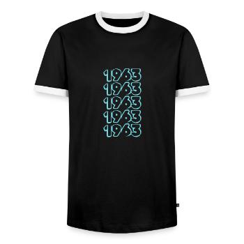 Anniversaire 1963 - T-shirt contrasté Homme - noir/blanc - Devant - AI Model Female 172 light (172cm) & AI Model Male 178 light (178cm)