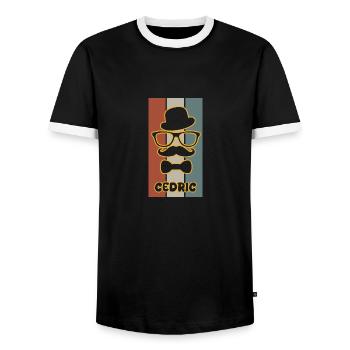 Gift for Cedric - Men's Ringer Shirt - black/white - Front - AI Model Female 172 light (172cm) & AI Model Male 178 light (178cm)