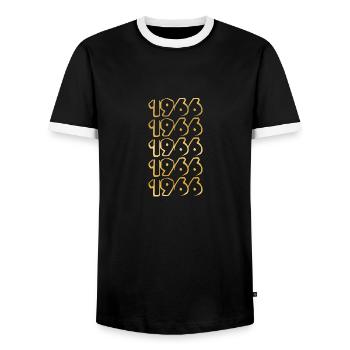 1966 - Men's Ringer Shirt - black/white - Front - AI Model Female 172 light (172cm) & AI Model Male 178 light (178cm)