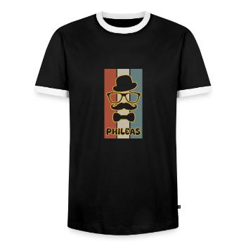 Nom Phileas - T-shirt contrasté Homme - noir/blanc - Devant - AI Model Female 172 light (172cm) & AI Model Male 178 light (178cm)