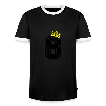 8 king - Men's Ringer Shirt - black/white - Front - AI Model Female 172 light (172cm) & AI Model Male 178 light (178cm)