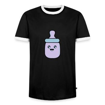 babyflasche 02 - Männer Kontrast-T-Shirt - Schwarz/Weiß - Vorne - AI Model Female 172 light (172cm) & AI Model Male 178 light (178cm)