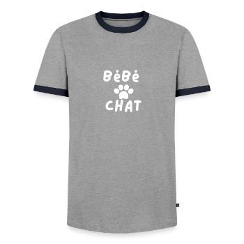 Baby cat - Men's Ringer Shirt - grey/navy  - Front - AI Model Female 172 light (172cm) & AI Model Male 178 light (178cm)