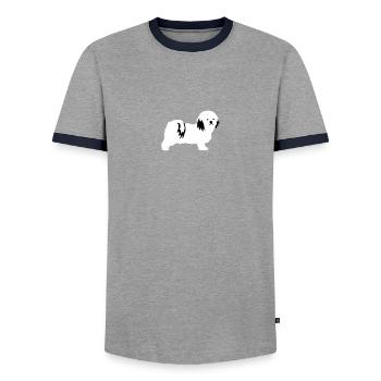Bichon Havanais - T-shirt contrasté Homme - gris/marine  - Devant - AI Model Female 172 light (172cm) & AI Model Male 178 light (178cm)