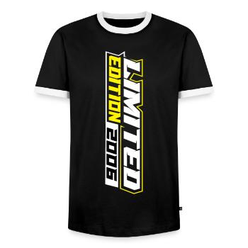 limited edition 2006 Rally Cross Gift - Men's Ringer Shirt - black/white - Front - AI Model Female 172 light (172cm) & AI Model Male 178 light (178cm)
