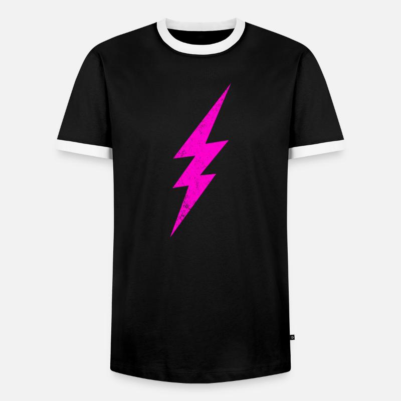 Glowing Pink Lightning - Men's Ringer Shirt - black/white