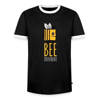 bee different Spruch Quote - Men's Ringer Shirt - black/white - Front - AI Model Female 172 light (172cm) & AI Model Male 178 light (178cm)