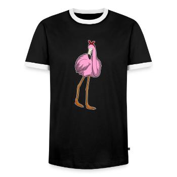 Flamingo-Halstuch - Männer Kontrast-T-Shirt - Schwarz/Weiß - Vorne - AI Model Female 172 light (172cm) & AI Model Male 178 light (178cm)