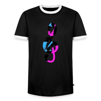 Musik Notenschlüssel Note Melodie Musiknote Sound - Männer Kontrast-T-Shirt - Schwarz/Weiß - Vorne - AI Model Female 172 light (172cm) & AI Model Male 178 light (178cm)