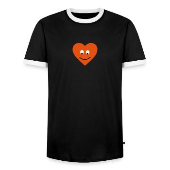 heart face - Men's Ringer Shirt - black/white - Front - AI Model Female 172 light (172cm) & AI Model Male 178 light (178cm)