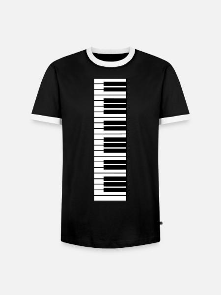 piano, piano keyboard - Men's Ringer Shirt - black/white