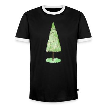 Festive Fir Ornaments Graphic - Men's Ringer Shirt - black/white - Front - AI Model Female 172 light (172cm) & AI Model Male 178 light (178cm)
