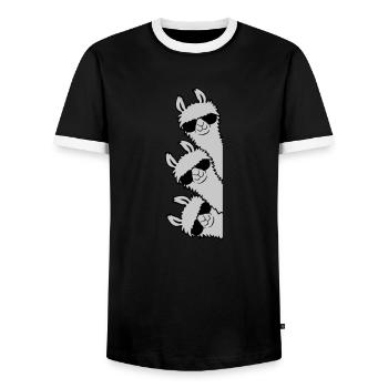 Cool Llamas Team Friends Crew look from the side - Men's Ringer Shirt - black/white - Front - AI Model Female 172 light (172cm) & AI Model Male 178 light (178cm)