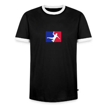 Handball - Männer Kontrast-T-Shirt - Schwarz/Weiß - Vorne - AI Model Female 172 light (172cm) & AI Model Male 178 light (178cm)