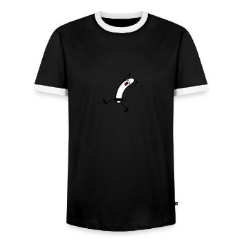 Naked Running Banana - Männer Kontrast-T-Shirt - Schwarz/Weiß - Vorne - AI Model Female 172 light (172cm) & AI Model Male 178 light (178cm)