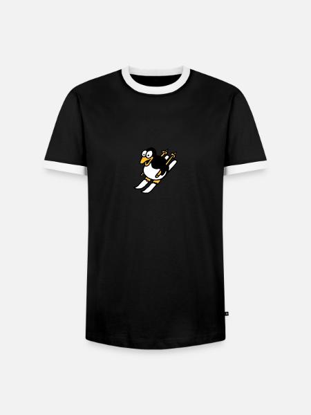 pinguin_ski_022011_i_3c - Männer Kontrast-T-Shirt - Schwarz/Weiß