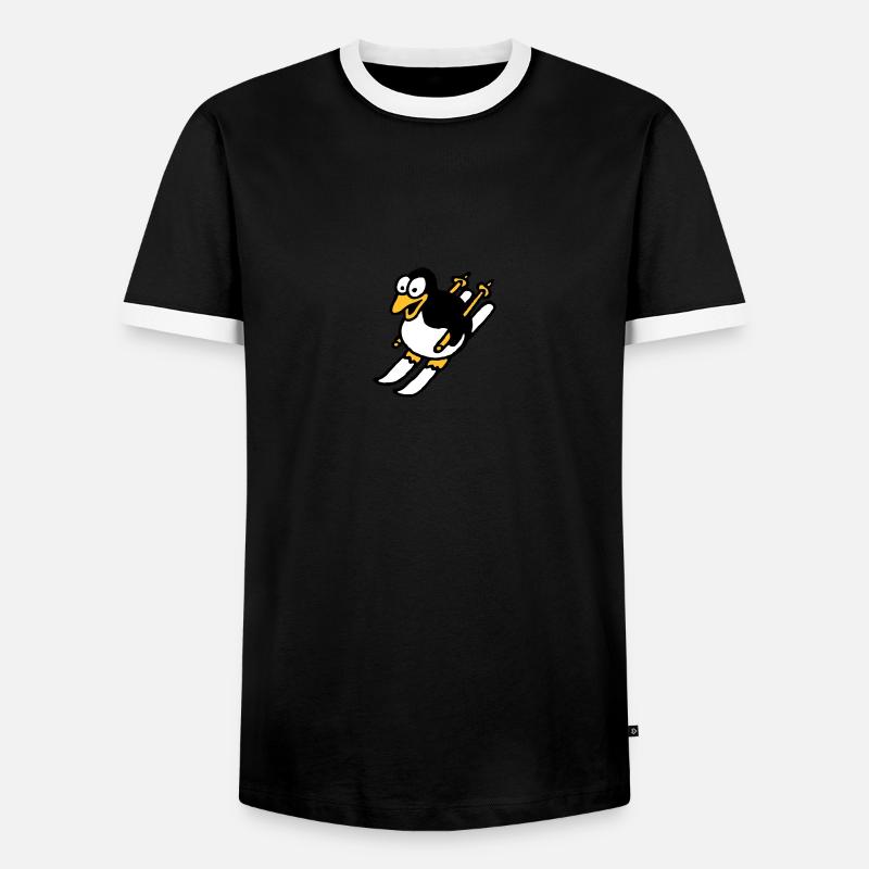 pinguin_ski_022011_i_3c - Men's Ringer Shirt - black/white
