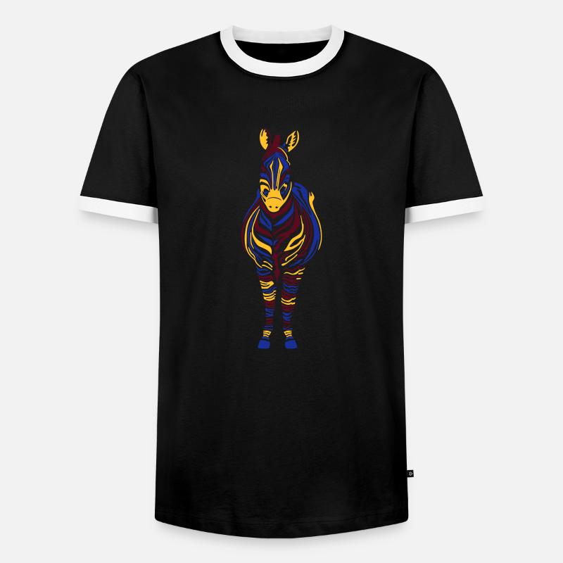 Zebra bunt 3-farbig - Männer Kontrast-T-Shirt - Schwarz/Weiß