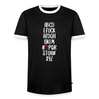 ABC Spruch fuck AFD Politik Wahlkampf Schrift - Männer Kontrast-T-Shirt - Schwarz/Weiß - Vorne - AI Model Female 172 light (172cm) & AI Model Male 178 light (178cm)
