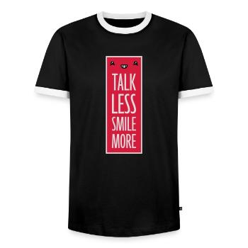 talk less smile more - Men's Ringer Shirt - black/white - Front - AI Model Female 172 light (172cm) & AI Model Male 178 light (178cm)