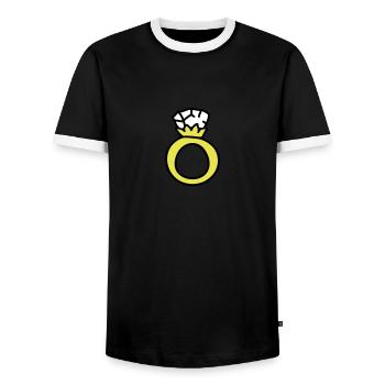 Ring - anneau de mariage 3 - T-shirt contrasté Homme - noir/blanc - Devant - AI Model Female 172 light (172cm) & AI Model Male 178 light (178cm)