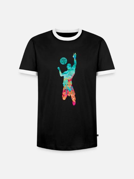 Volleyball Schmettern PopArt - Männer Kontrast-T-Shirt - Schwarz/Weiß