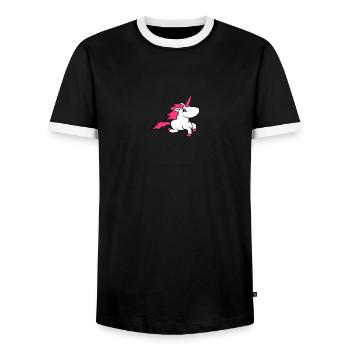 filles rose licorne douce mignon petit cheval de p - T-shirt contrasté Homme - noir/blanc - Devant - AI Model Female 172 light (172cm) & AI Model Male 178 light (178cm)