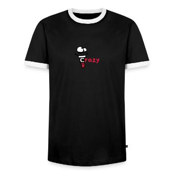 fou visage bande dessinée comique fou rire logo dr - T-shirt contrasté Homme - noir/blanc - Devant - AI Model Female 172 light (172cm) & AI Model Male 178 light (178cm)