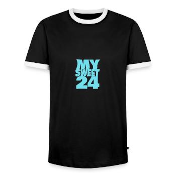 Sucré 24 - T-shirt contrasté Homme - noir/blanc - Devant - AI Model Female 172 light (172cm) & AI Model Male 178 light (178cm)
