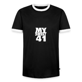 Geburtstag 41 - Männer Kontrast-T-Shirt - Schwarz/Weiß - Vorne - AI Model Female 172 light (172cm) & AI Model Male 178 light (178cm)