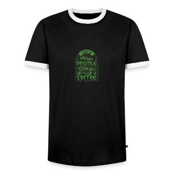 Ein guter Tag beginnt mit einem positiven - Männer Kontrast-T-Shirt - Schwarz/Weiß - Vorne - AI Model Female 172 light (172cm) & AI Model Male 178 light (178cm)