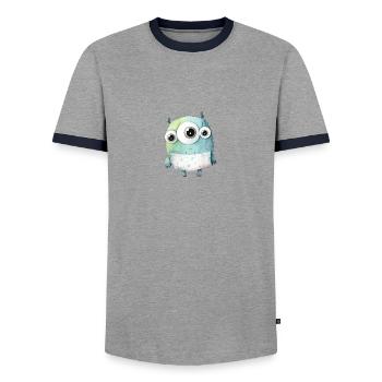 Cute watercolor monster - Men's Ringer Shirt - grey/navy  - Front - AI Model Female 172 light (172cm) & AI Model Male 178 light (178cm)