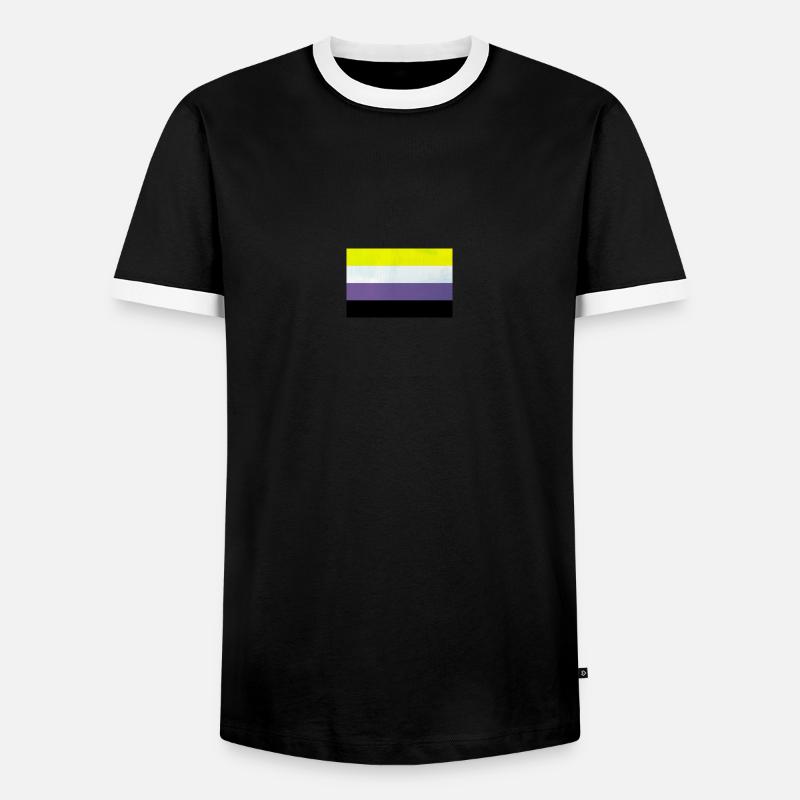 Nonbinary Pride Flag - Men's Ringer Shirt - black/white