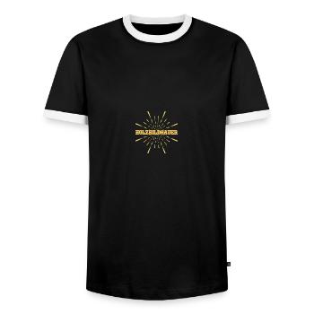 Job Wood Sculptor - Men's Ringer Shirt - black/white - Front - AI Model Female 172 light (172cm) & AI Model Male 178 light (178cm)